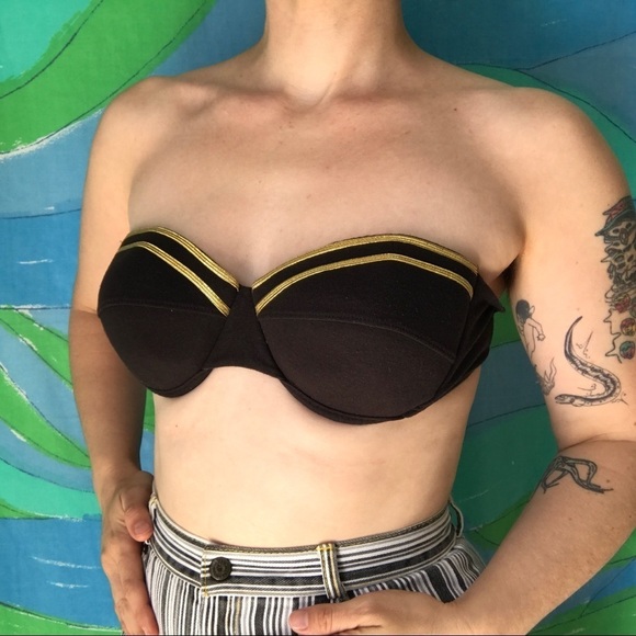 VINTAGE ANN KLEIN BANDEAU BIKINI TOP - Picture 1 of 3